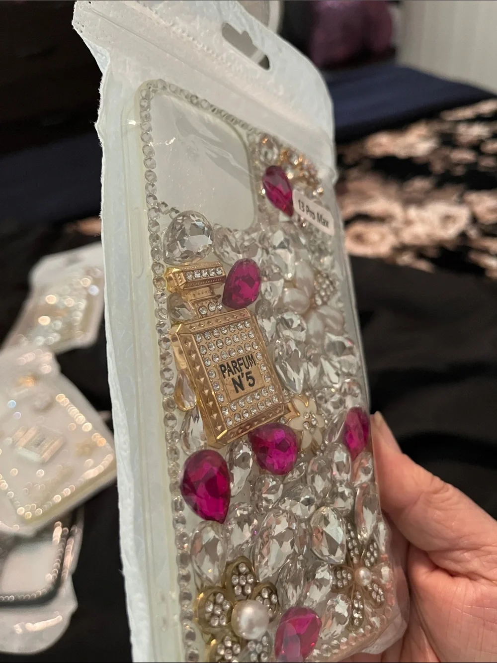 Bejeweled Pink & Clear Crystal Phone Case for 13 Pro Max